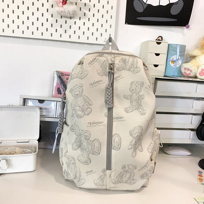 Cute Backpack with Bear Pattern
