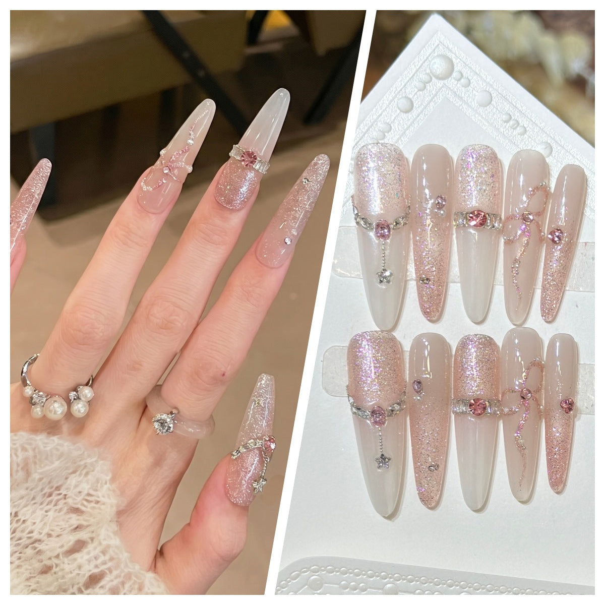 Charming Patterned Press-On Stiletto Nail Set