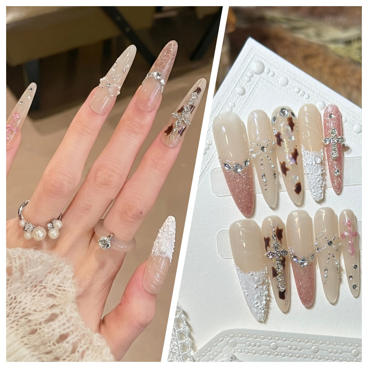 Charming Patterned Press-On Stiletto Nail Set