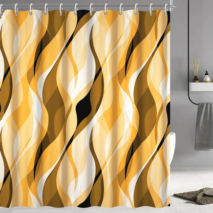 Wavy Design Shower Curtain in Abstract Style