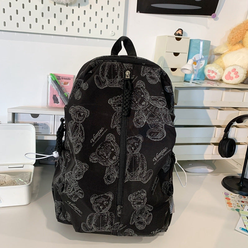 Cute Backpack with Bear Pattern
