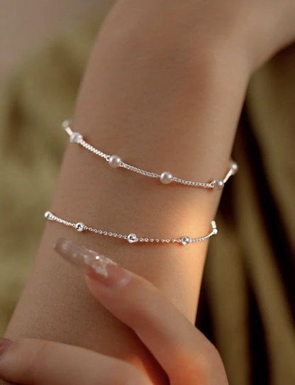 Adjustable Bracelet with Pearl Charms