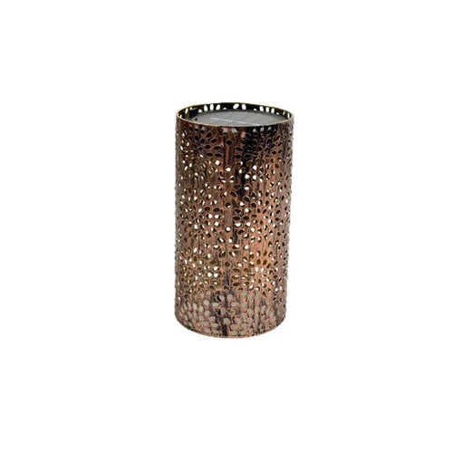 Set of Two Cylindrical Metal Solar Garden Lights for Outdoor Use