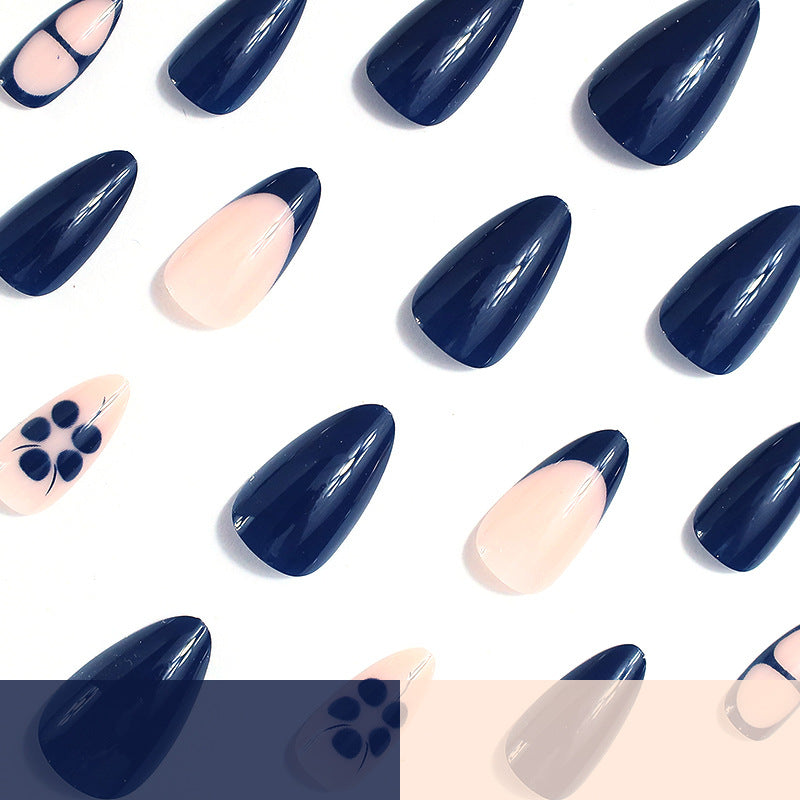Oval Nail Extensions with Artistic Design