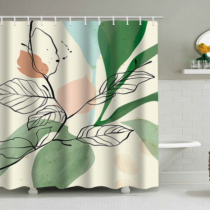 Botanical Design Shower Curtain with Abstract Print