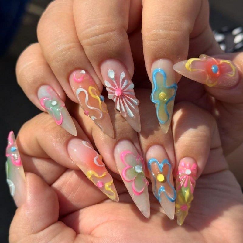 Press-On Nail Art Set with Animal Designs