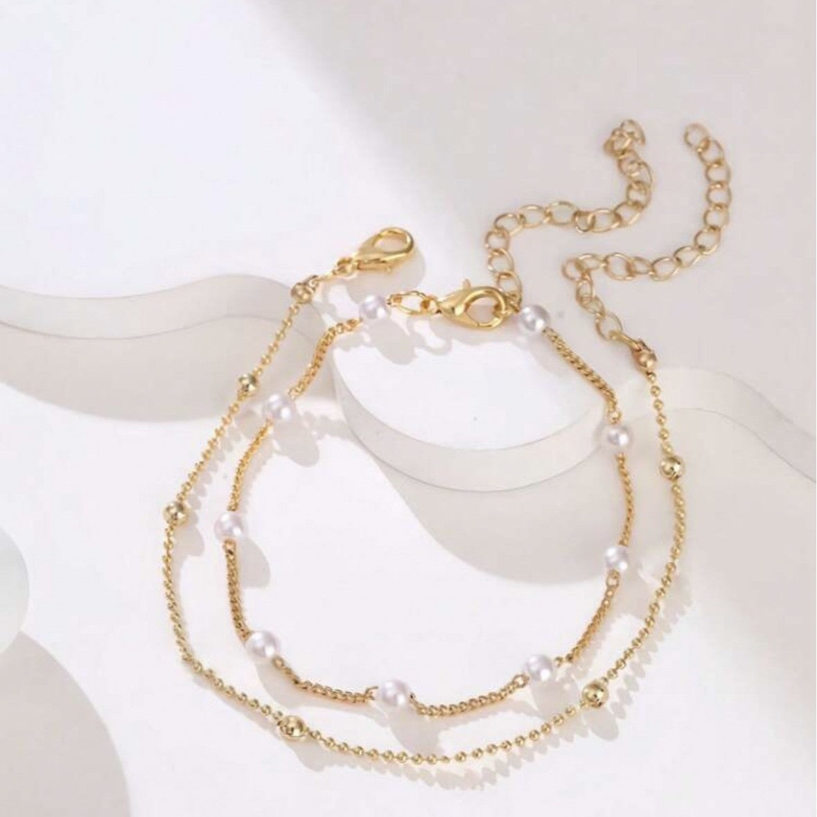 Adjustable Bracelet with Pearl Charms