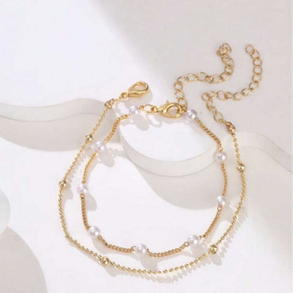 Adjustable Bracelet with Pearl Charms