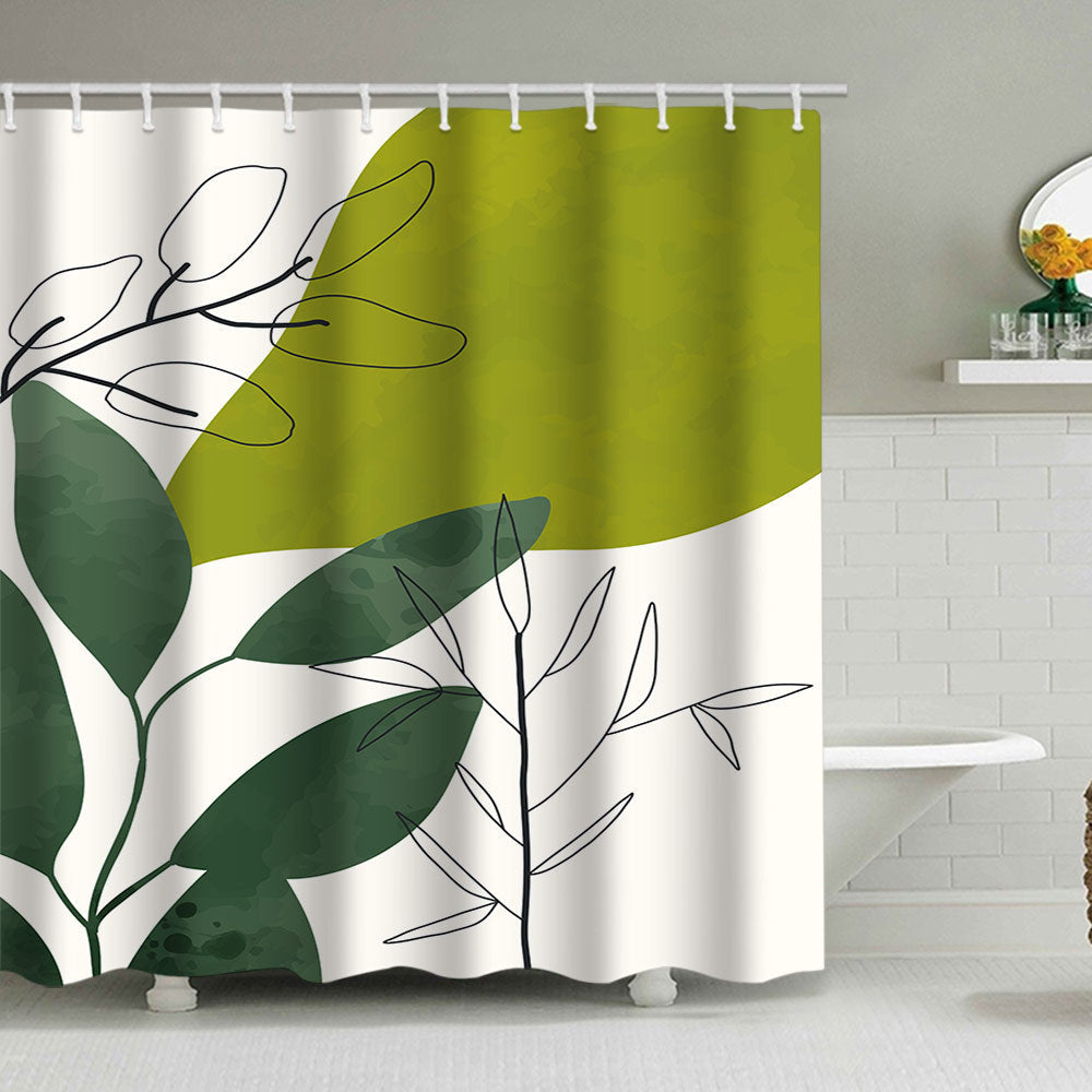 Botanical Design Shower Curtain with Abstract Print