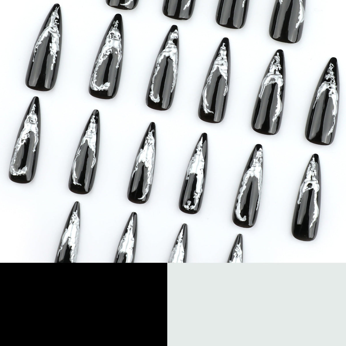 Modern Metal Effect Stiletto Nails - Artistic Design