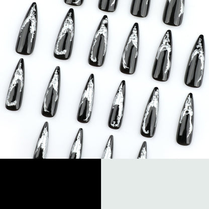 Modern Metal Effect Stiletto Nails - Artistic Design