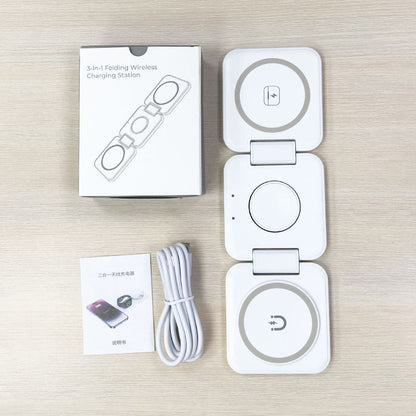 Foldable Wireless Charging Station - 3-in-1 Design