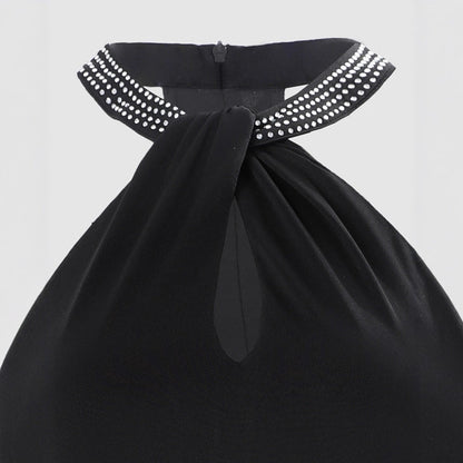 Sleeveless Rhinestone Mini Dress in Black - Bodycon Style for Clubs