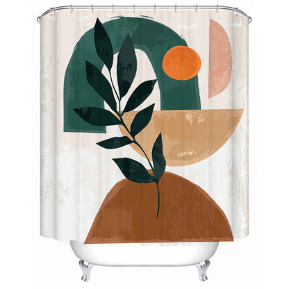 Botanical Design Shower Curtain with Abstract Print
