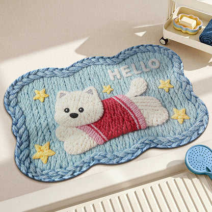 Embroidered Bear Bath Mat – Cute Design for Your Bathroom