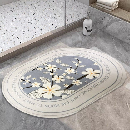 Motivational Bath Mat with Abstract Design