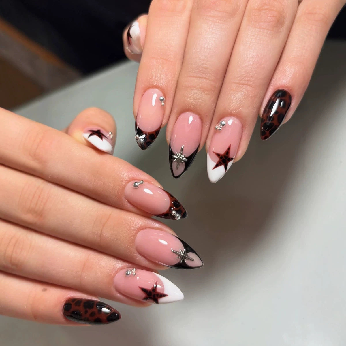 Decorative Star-Studded Press-On Nail Collection