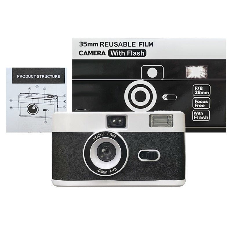 35mm Film Camera with Flash - Reusable Design