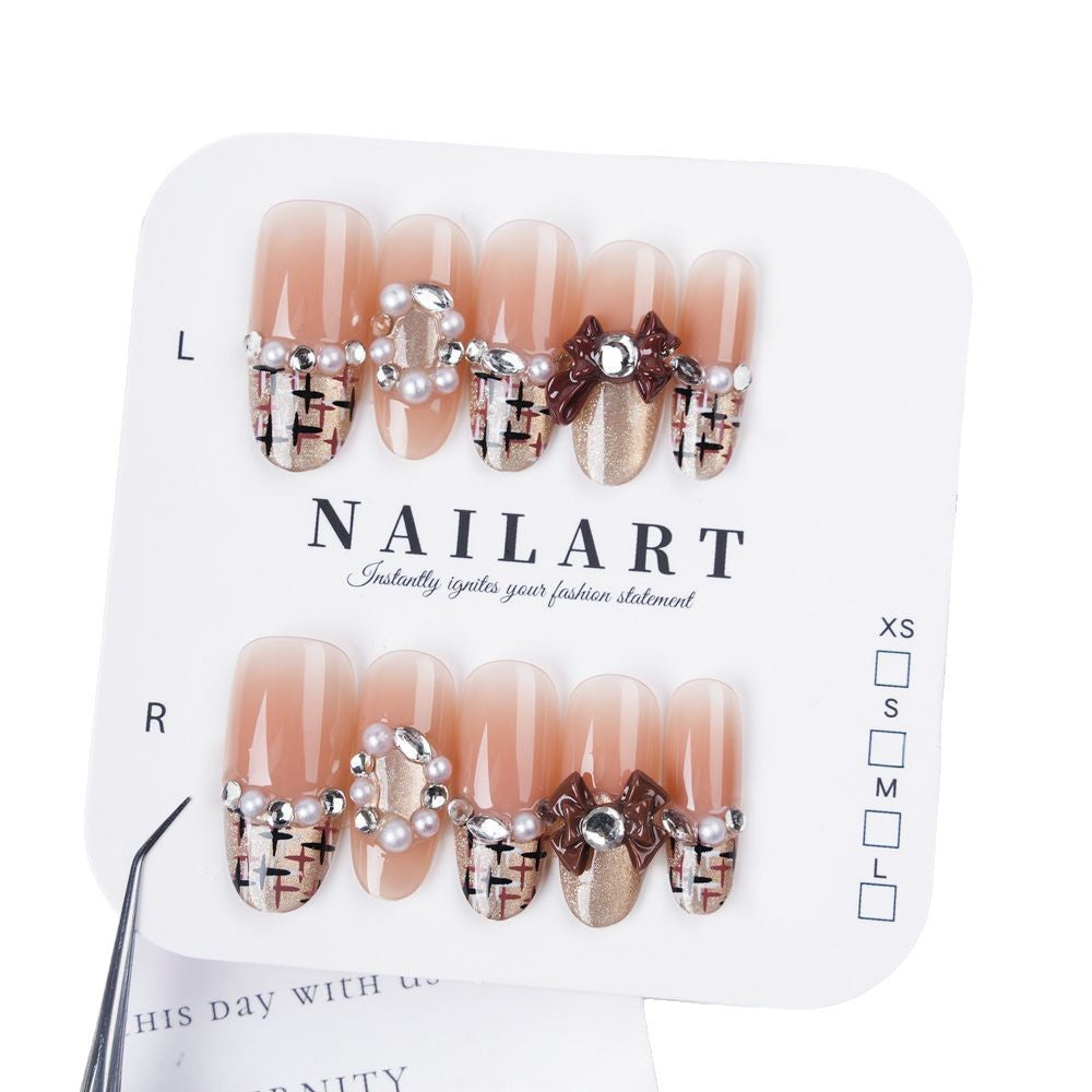 Floral Embellished Press-On Stiletto Nail Set
