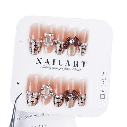 Floral Embellished Press-On Stiletto Nail Set
