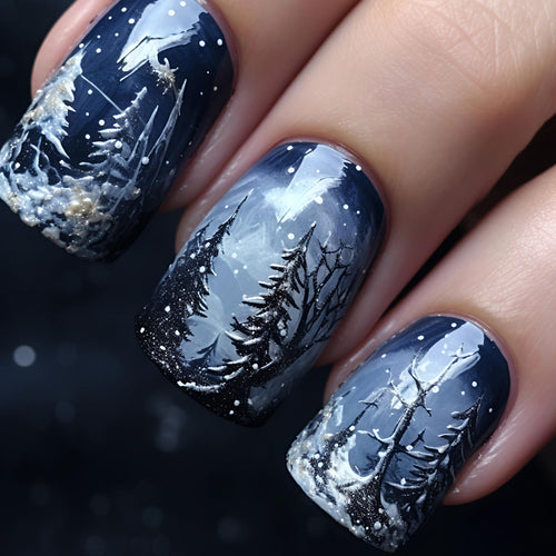Creative Nail Design - Winter Forest Theme