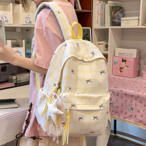 Charming Daily Backpack with Bow Decoration