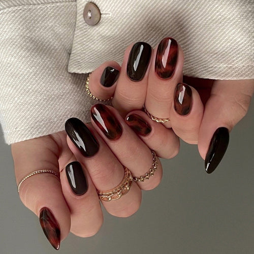 Gradient Press-On Nail Set in Artistic Design