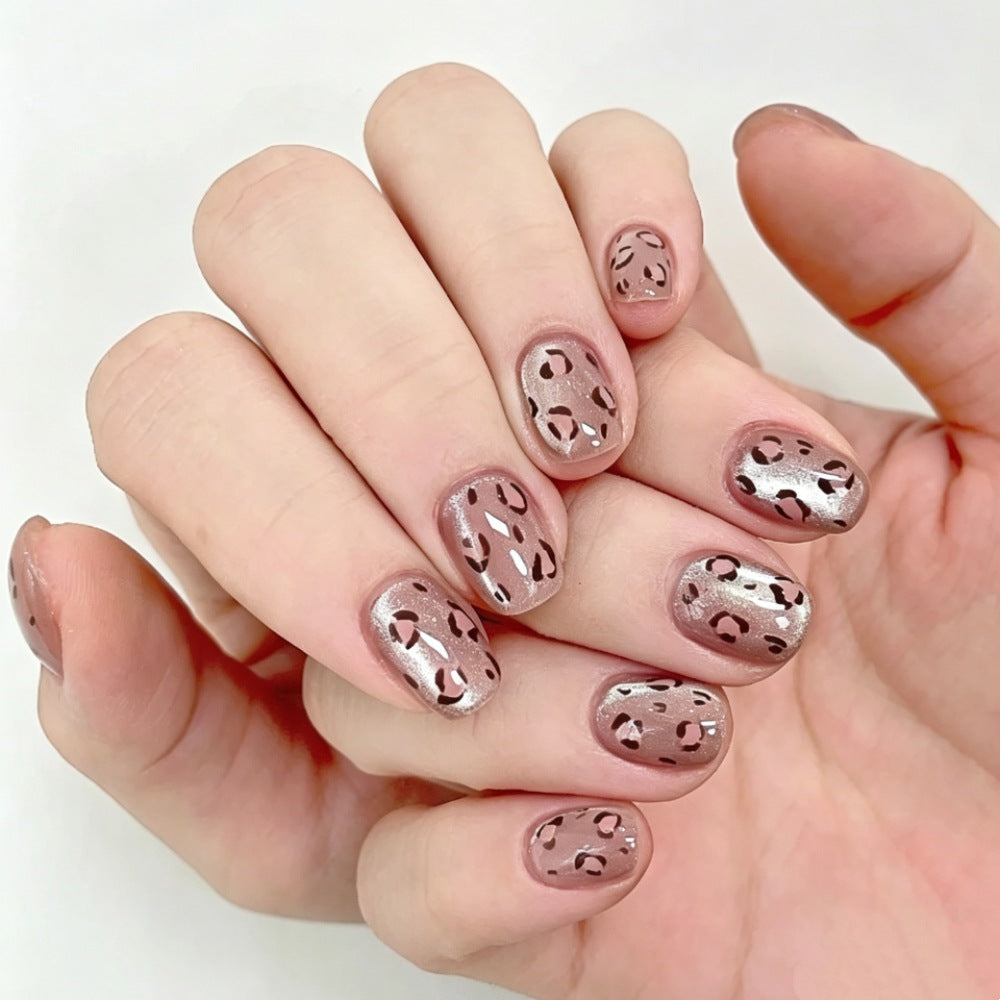 Leopard Print Design Press-On Nail Set - Artistic Style