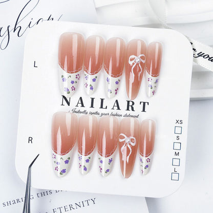 Floral Embellished Press-On Stiletto Nail Set