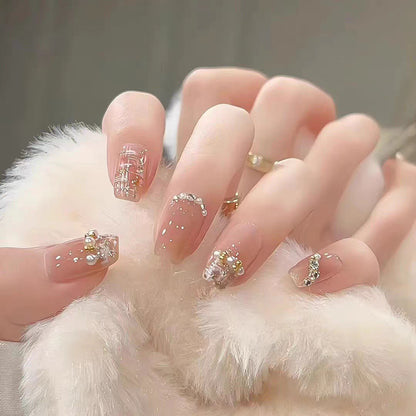 Press-On Nail Set with 3D Decorative Design