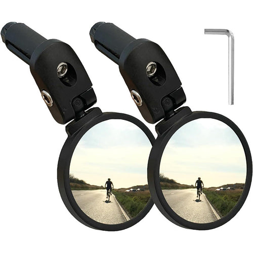 Convex Safety Mirrors for Bicycles – Adjustable Bar-End with Swivel and Anti-Glare Glass