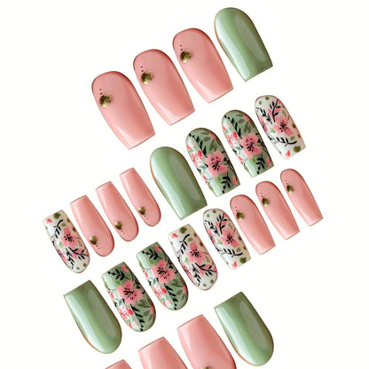 Nail Art Kit with Floral Design Press-On Nails