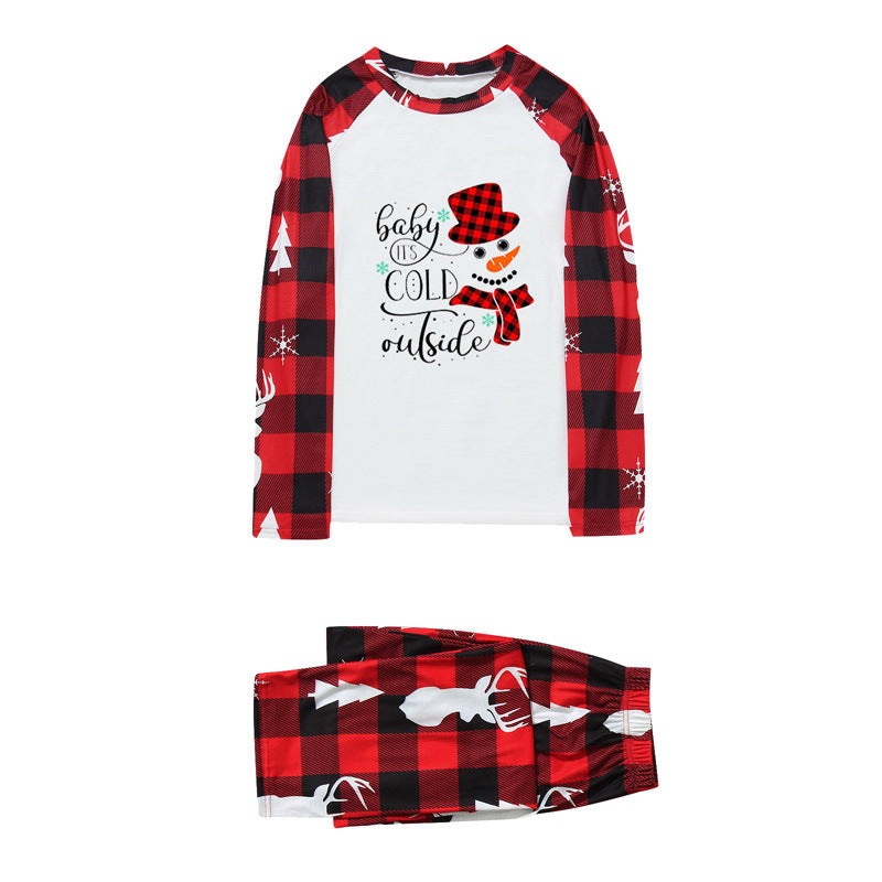 Red Checkered Snowman Family Christmas Pajama Sets