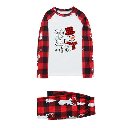Red Checkered Snowman Family Christmas Pajama Sets