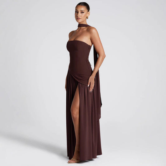 Bodycon Dress for Women - Long Sleeve, Ruched, Round Neck for Fall Winter Events