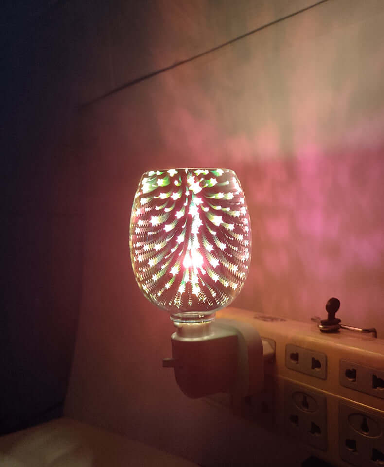 Small Night Light with 3D Glass Design for Aromatherapy Wax Melts