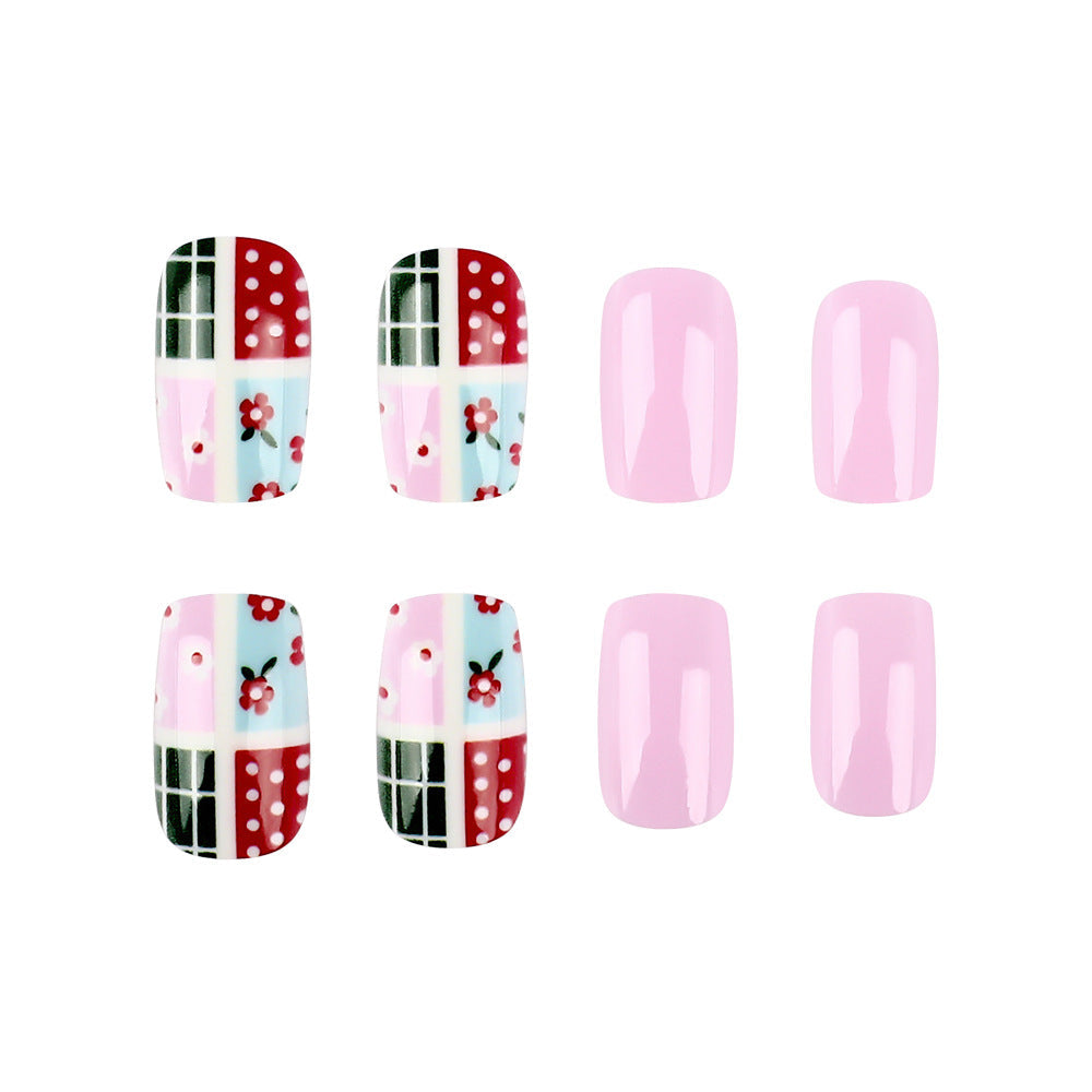 Creative Nail Art Set with Patchwork Design