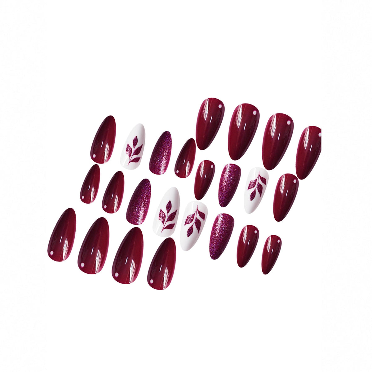 Glitter Leaf Design Press-On Nail Art Set