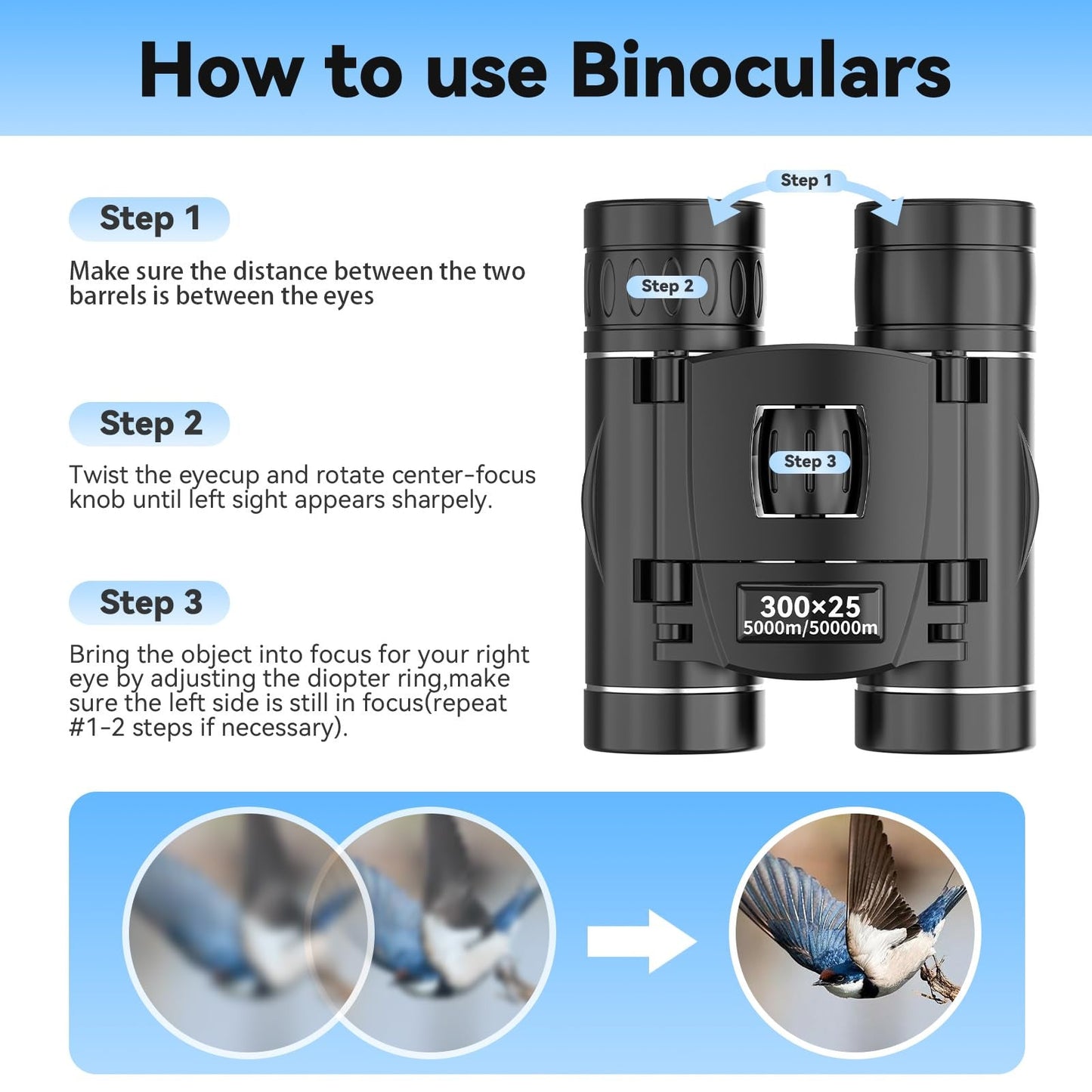 40X Compact Binoculars for Travel and Outdoor Adventures