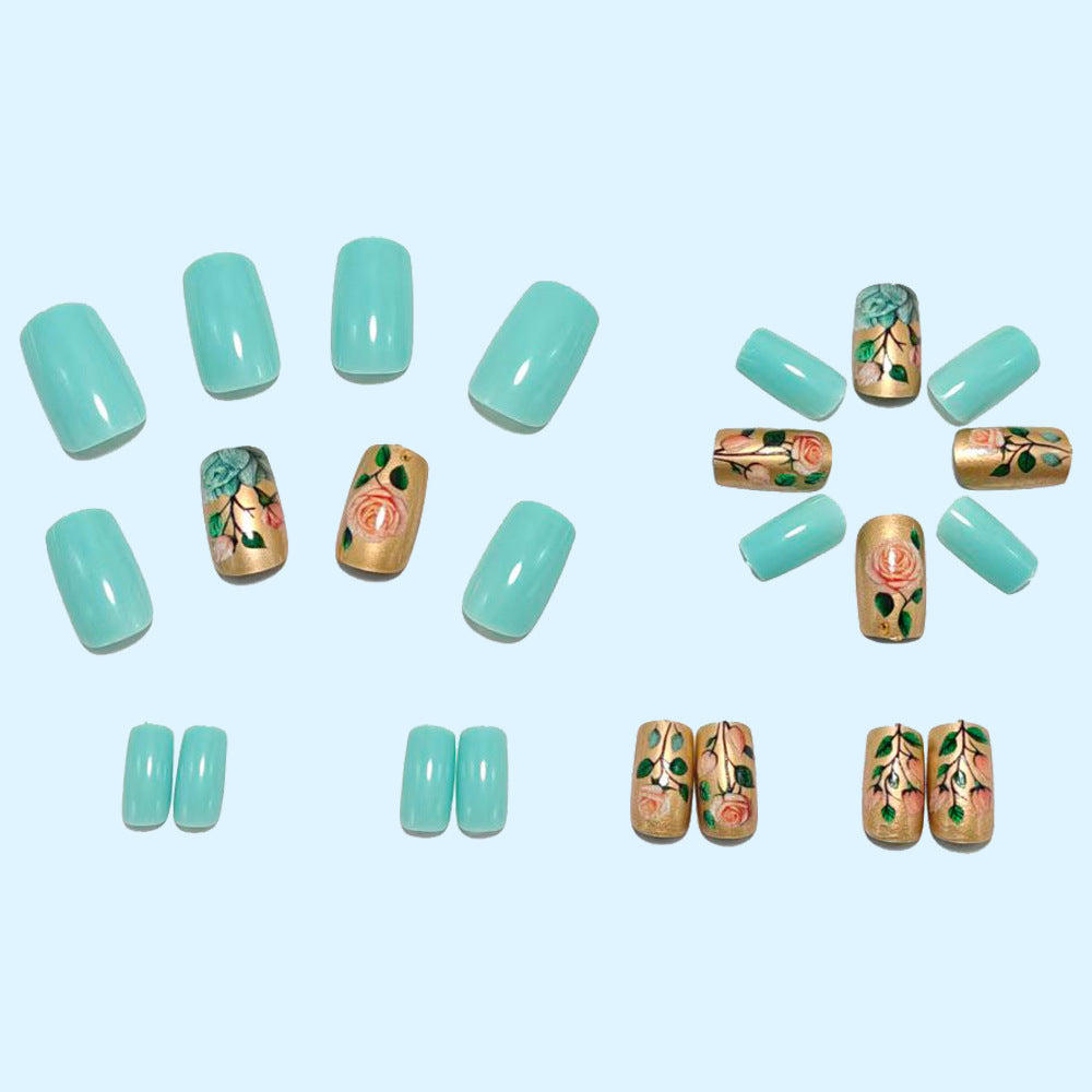 Romantic Floral Patterned Acrylic Nail Set