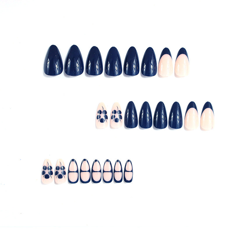 Oval Nail Extensions with Artistic Design
