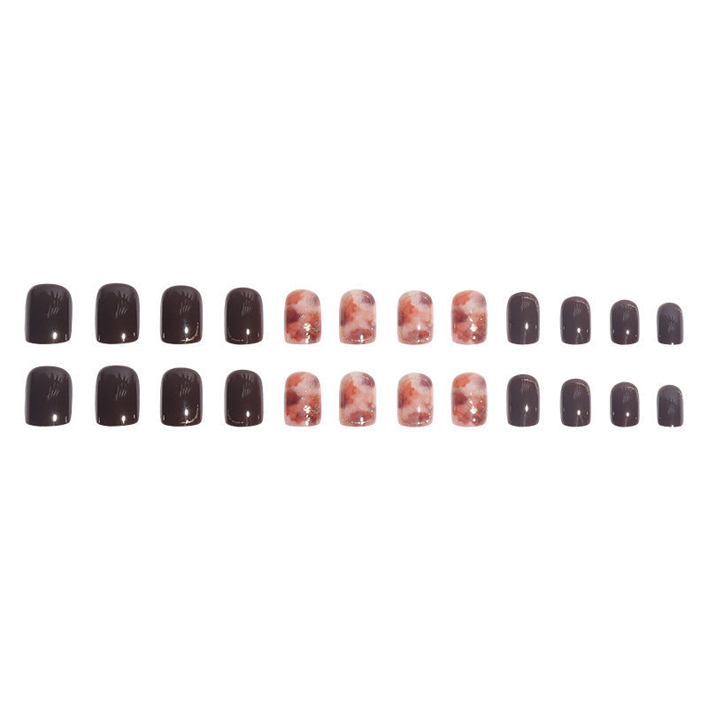 Marble and Metallic Accents Press-On Nail Set - Artistic Design