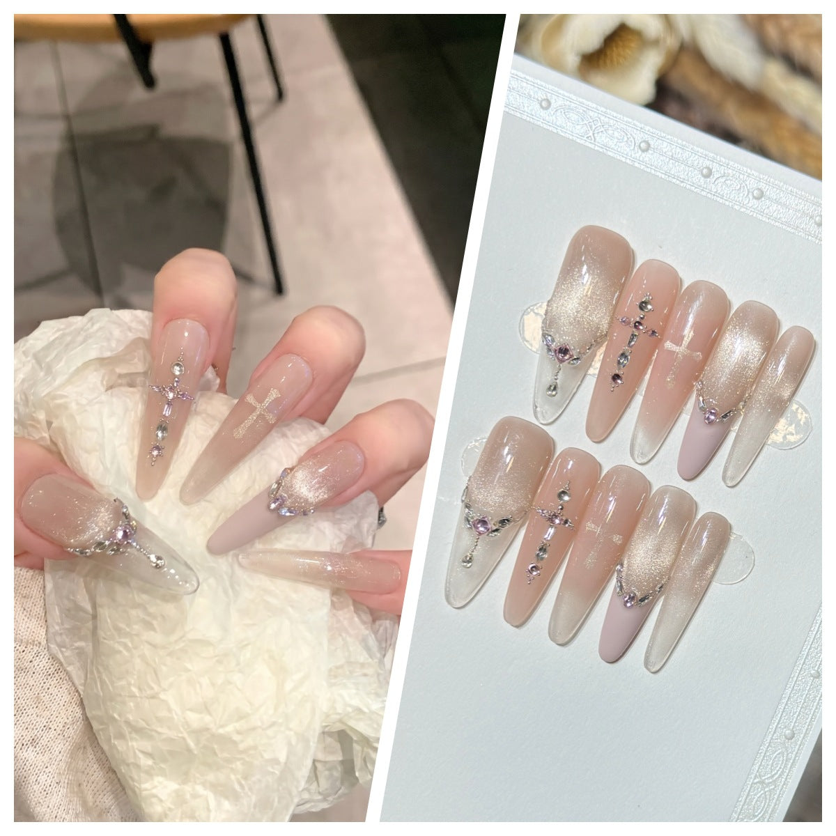 Charming Patterned Press-On Stiletto Nail Set