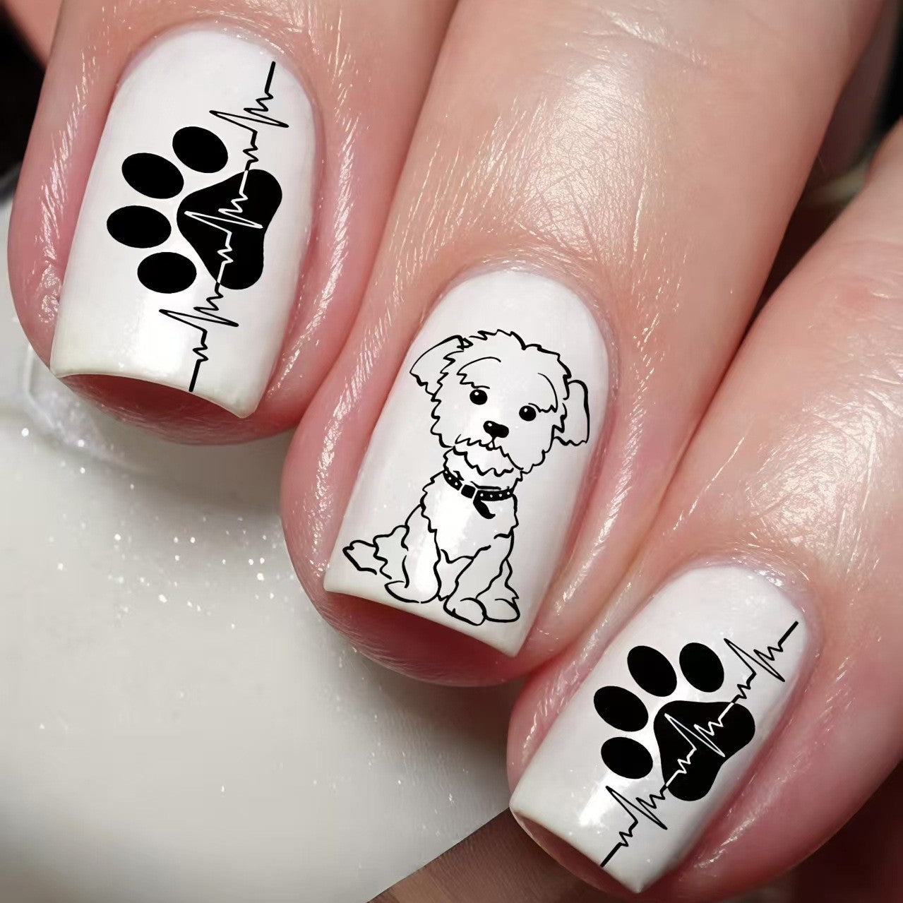 Cute Dog Design Acrylic Nail Set