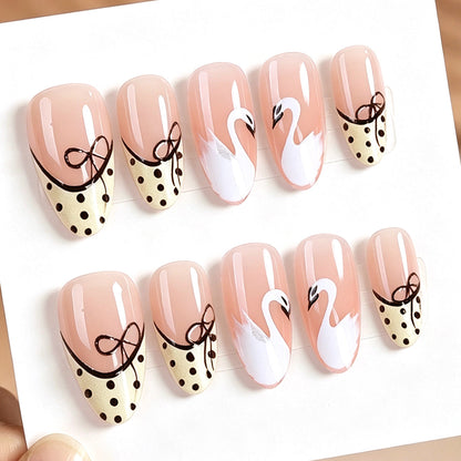 Swan-Inspired Press-On Nail Art Set
