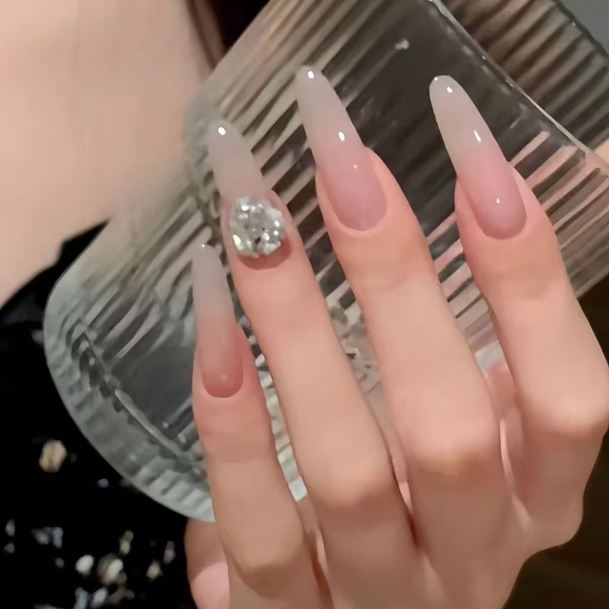 Press-On Nail Set with 3D Decorative Design