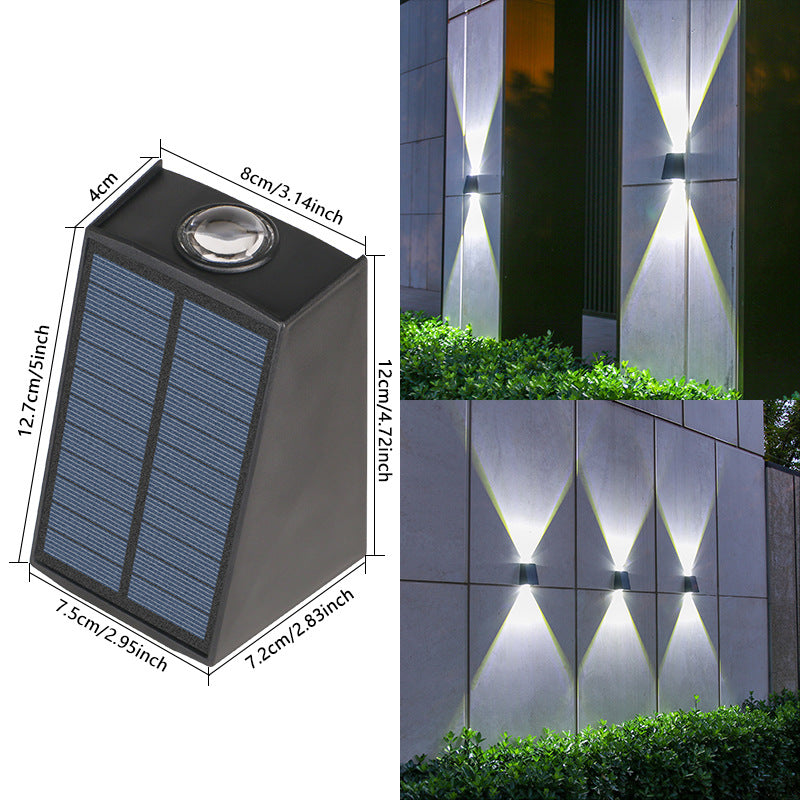 Bi-Directional Solar LED Wall Uplight and Downlight with Prism Lens