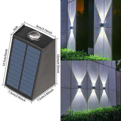 Bi-Directional Solar LED Wall Uplight and Downlight with Prism Lens