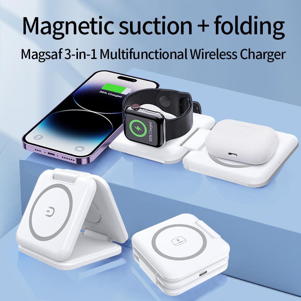 Foldable Wireless Charging Station - 3-in-1 Design