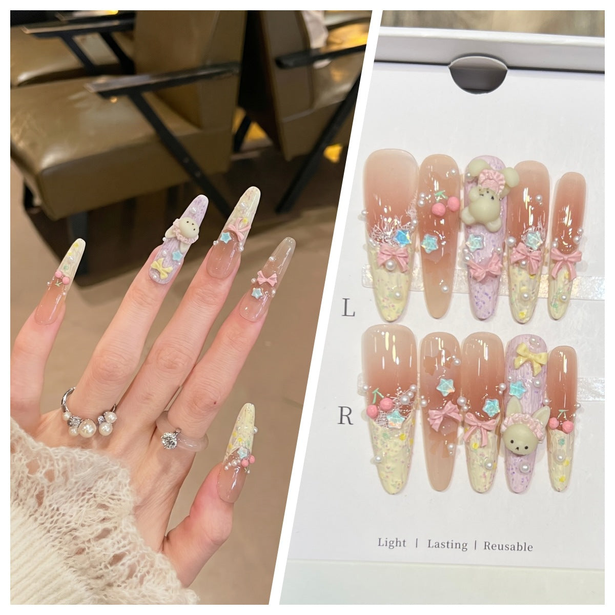 Charming Patterned Press-On Stiletto Nail Set